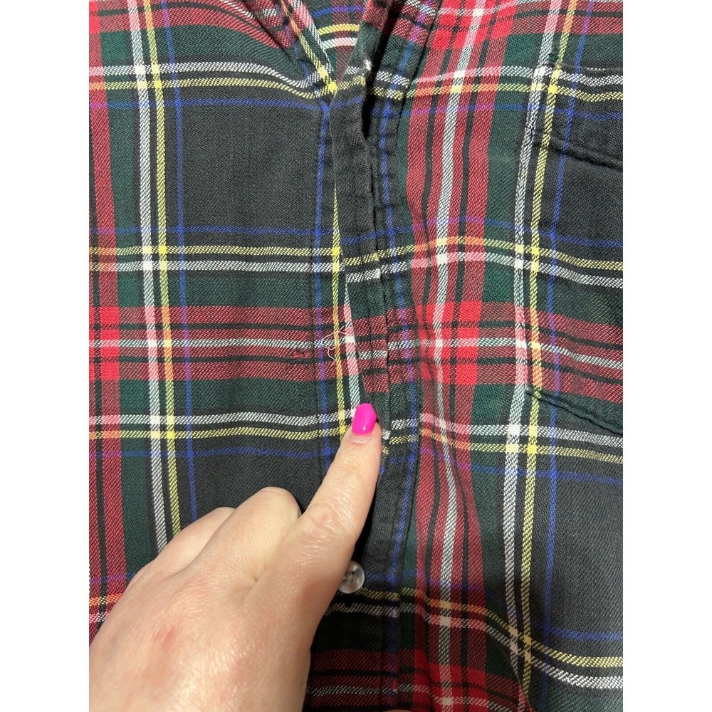 L.L. Bean Men Size XL Long Sleeve Plaid Button Front Made in USA Shirt Damage - Picture 2 of 8